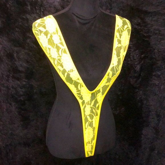 NWT Yellow Lace Thing Bodysuit - Picture 1 of 4